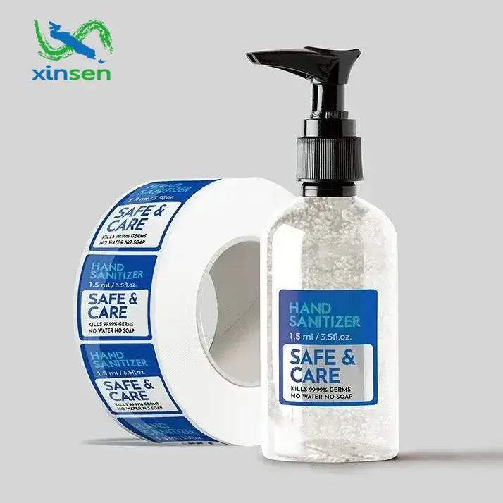 Etiquetas impermeables para desinfectante de manos