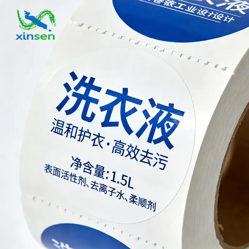 Etiqueta impermeable para detergente para ropa